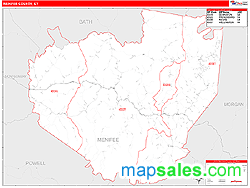 Menifee County, KY Zip Code Wall Map