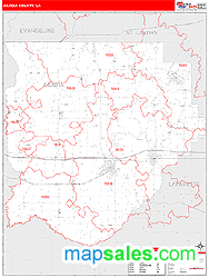 Acadia County, LA Zip Code Wall Map