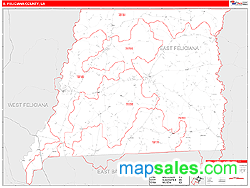 E. Feliciana County, LA Zip Code Wall Map