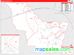 Iberville County, LA Zip Code Wall Map