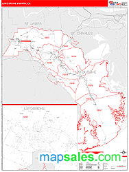 Lafourche County, LA Zip Code Wall Map