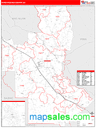 Natchitoches County, LA Zip Code Wall Map