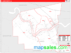 St. James County, LA Wall Map