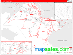 St. Mary County, LA Wall Map