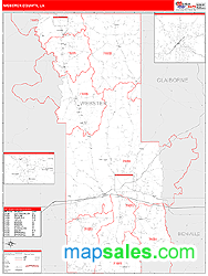 Webster County, LA Zip Code Wall Map