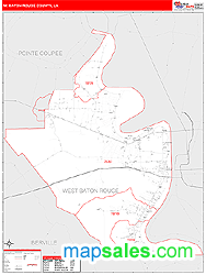 W. Baton Rouge County, LA Zip Code Wall Map