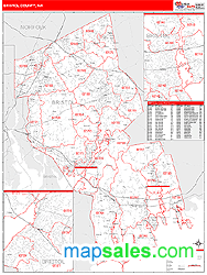 Bristol County, MA Zip Code Wall Map