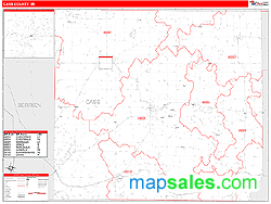 Cass County, MI Zip Code Wall Map