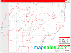 Iosco County, MI Zip Code Wall Map