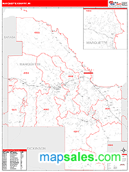 Marquette County, MI Zip Code Wall Map