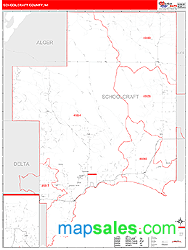 Schoolcraft County, MI Zip Code Wall Map