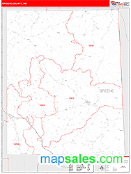 Greene County, MS Zip Code Wall Map