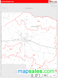 Lafayette County, MS Zip Code Wall Map