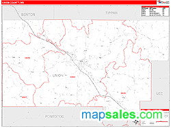 Union County, MS Zip Code Wall Map