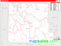 Cass County, MO Zip Code Wall Map