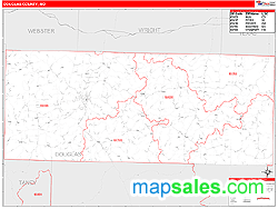 Douglas County, MO Zip Code Wall Map