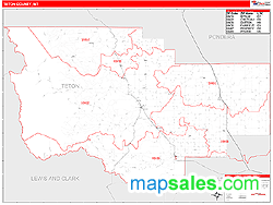 Teton County, MT Zip Code Wall Map