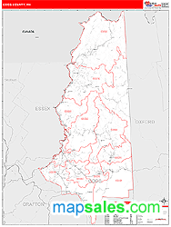 Coos County, NH Zip Code Wall Map