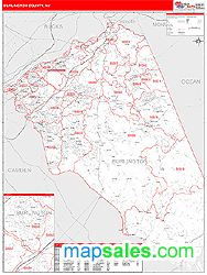 Burlington County, NJ Zip Code Wall Map