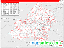 Morris County, NJ Zip Code Wall Map