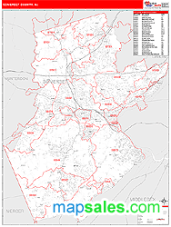 Somerset County, NJ Zip Code Wall Map