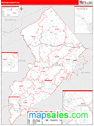 Warren County, NJ Zip Code Wall Map