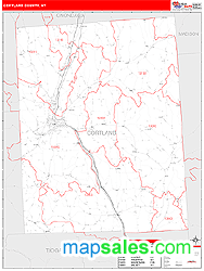 Cortland County, NY Zip Code Wall Map