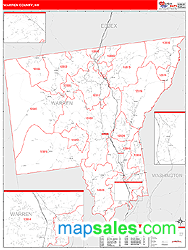 Warren County, NY Zip Code Wall Map