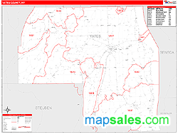 Yates County, NY Zip Code Wall Map