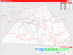 Catawba County, NC Zip Code Wall Map