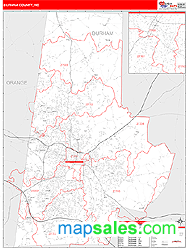 Durham County, NC Zip Code Wall Map