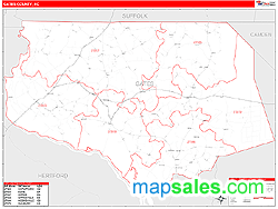 Gates County, NC Zip Code Wall Map