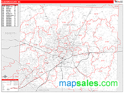 Guilford County, NC Zip Code Wall Map