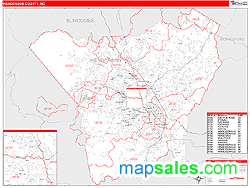 Henderson County, NC Zip Code Wall Map