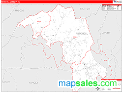 Mitchell County, NC Zip Code Wall Map