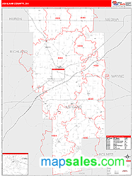 Ashland County, OH Zip Code Wall Map