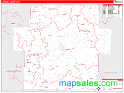 Carroll County, OH Zip Code Wall Map