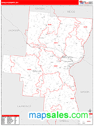 Gallia County, OH Zip Code Wall Map