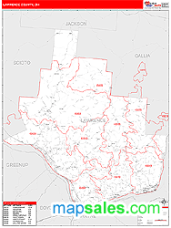 Lawrence County, OH Zip Code Wall Map