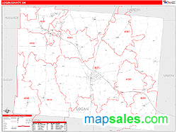 Logan County, OH Zip Code Wall Map