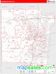 Montgomery County, OH Zip Code Wall Map