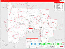 Scioto County, OH Zip Code Wall Map