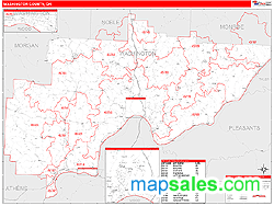 Washington County, OH Zip Code Wall Map