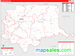 Bryan County, OK Zip Code Wall Map