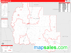 Tillman County, OK Zip Code Wall Map