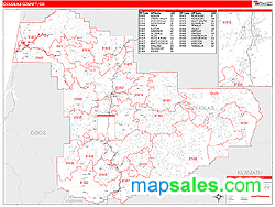 Douglas County, OR Zip Code Wall Map