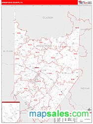 Armstrong County, PA Zip Code Wall Map