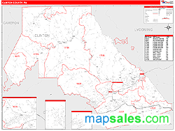 Clinton County, PA Wall Map