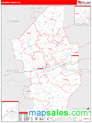 Columbia County, PA Zip Code Wall Map