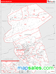 Dauphin County, PA Zip Code Wall Map